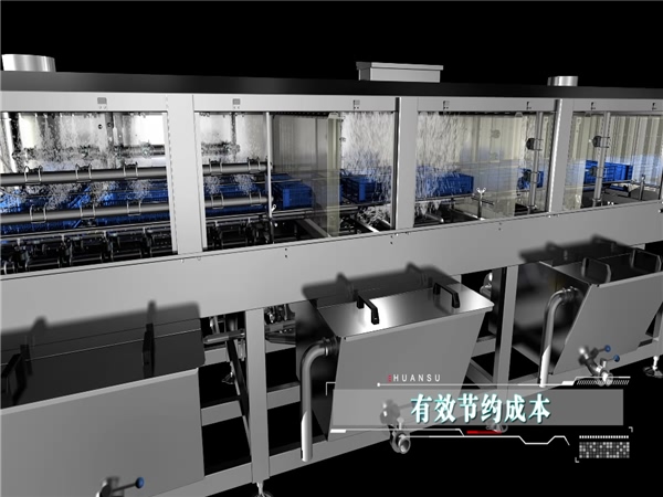 大型周轉箱清洗機，不銹鋼自動(dòng)噴淋料筐清洗機，高溫殺菌清洗機